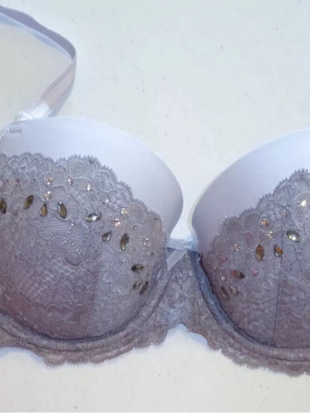 Victoria's Secret Gray Lace & Neon Yellow Push-Up Bras set of 2 34 c